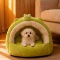 thumbnail image 4 of Nebwoak Semi Enclosed Cat Bed Cave, Warm Winter Donut Pet Bed for Cats and Small Dogs, Self Warming Plush Lining Washable Cute Frog Design, 4 of 6
