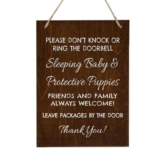 LifeSong Milestones Sleeping Baby Rope Sign for Front Door - Friends and Family