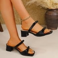 thumbnail image 4 of Women Fashion Shoes Dressy Womens Sandals, Open Round Toe Low Chunky Heels, Fashion Buckle Slip On Solid Patent Sandals, 4 of 7
