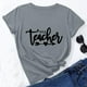 thumbnail image 2 of Camiseta de manga corta con estampado bonito para el día del maestro y cuello redondo suelto a la moda para mujer Pompotops hfajkhk137911, 2 of 6