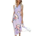 thumbnail image 1 of Vestido de verano con estampado bohemio para mujer, cuello en V, sin mangas, con abertura lateral, vestido de playa, vestido de sol, vestido a media pierna Fridja  hjkh7039, 1 of 6