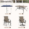 thumbnail image 5 of MF Studio 8-Piece Outdoor Patio Dining Set with 13ft Navy Blue Umbrella, 61.5" Wood-Look Patio Table and Textilene Chairs(2 Swivel, 4 Dining Chairs) for 6 People, Black & Brown-gray, 5 of 18