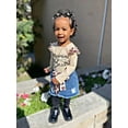 thumbnail image 4 of Infant Baby Girl Clothes Letter Long Sleeve Ruffle Romper and Skirt Fall Outfits khaki 0-3 Months, 4 of 6