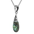 thumbnail image 3 of Filigree Swirl Teardrop Abalone Shell Inlay .925 Sterling Silver Pendant Necklace, 3 of 6