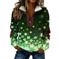 thumbnail image 3 of TaTaai Women's Casual Sweatshirt Jacket Long Sleeve Lapel Collar Half Zip Color Block St. Patrick's Print Pullover Top for Spring Daily Outfit Gift, 3 of 8