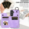 thumbnail image 4 of TECH CIRCLE For Galaxy A33 5G Wallet Case with Card Holder, PU Leather Kickstand Finger Grip Ring Shockproof Women Men Magnetic Protective Wallet Cover for Samsung Galaxy A33 5G 6.4" 2022,Purple, 4 of 9