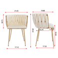 thumbnail image 7 of Velvet Dining Chairs Set of 2,Upholstered Accent Chairs with Gold Metal Legs and Curved Back,Comfy Leisure Chair Vanity Armchair for Dining Room Kitchen Vanity Living Room,Ivory, 7 of 7