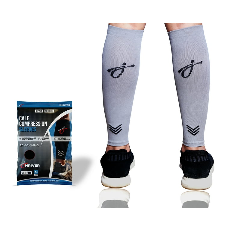 JNRIVER Calf Compression Sleeves for Men and Women - Unisex Leg Sleeve with Shin  Splints Support - Ideal for Leg Cramp Relief, Pregnancy, Varicose Veins,  Running - 20-30mmHg Leg Support Sleeves 