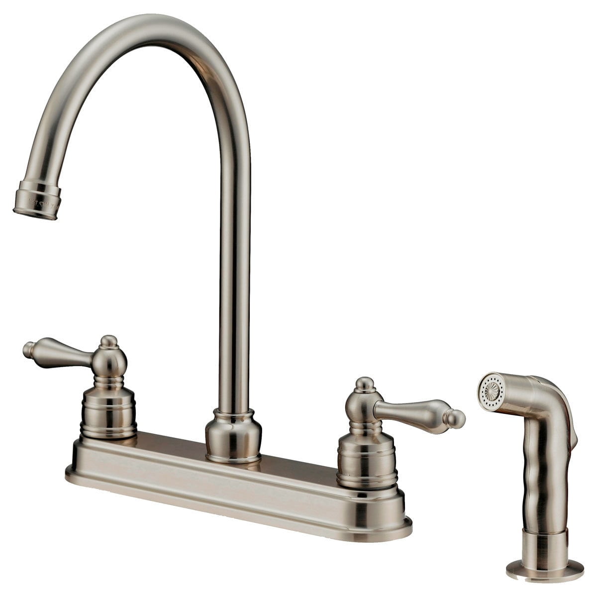 Kingston Brass FB7798PLSP Victorian 8-Inch Centerset Kitchen Faucet with Sprayer, Brushed Nickel