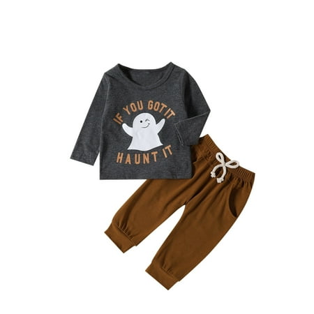 

Otqutp Casual Clothes Set for Baby Kids Outfit Soft Cotton Warm Crewneck Long Sleeve Round Neck Print Sweater Set for Boys Girls 0-24 Months