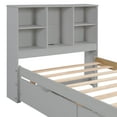 thumbnail image 5 of Miniyam Twin Size Bed with Built-in USB Port, Bookcase, Drawers for Kids and Teens, Gray, 5 of 7