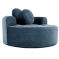 thumbnail image 5 of Leumius Oversized Round Chair Lounge Chaise Indoor,Upholstered Round Sofa Bed with Memory Foam,Comfy Cloud Circle Chair with Deep Seat for Living Room Bedroom,No Assembly Required,Blue, 5 of 10