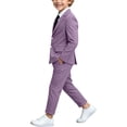 thumbnail image 6 of BRGZLK Boys 2 Piece Tuxedo Suit Trendy Kids Formal Slim Fit Jacket and Long Pants Set for Performance Photo, Back to School Outfits Purple 11-12 Years, 6 of 9