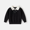 thumbnail image 2 of Jalioing Girls Sweaters Fall Winter Collared Patchwork Sweater Tops Fashion Thermal Cable Knit Pullover 2-10 Years, 2 of 8