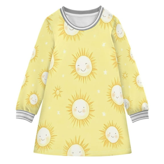Smiling Suns Girls'long-sleeved dress Thickened A-dress Warm Dress Basic Shirt Party Dresses