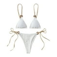 thumbnail image 1 of 2 Pcs/Set Summer Bikini Set Solid Color Spaghetti Strap Hoop Classic Women Swimsuit for Water Sports, 1 of 4