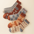 thumbnail image 4 of Farcauo 5 Pairs Socks for Women Vintage Thick Fall Socks Cute Flower Wool Socks for Women, 4 of 8