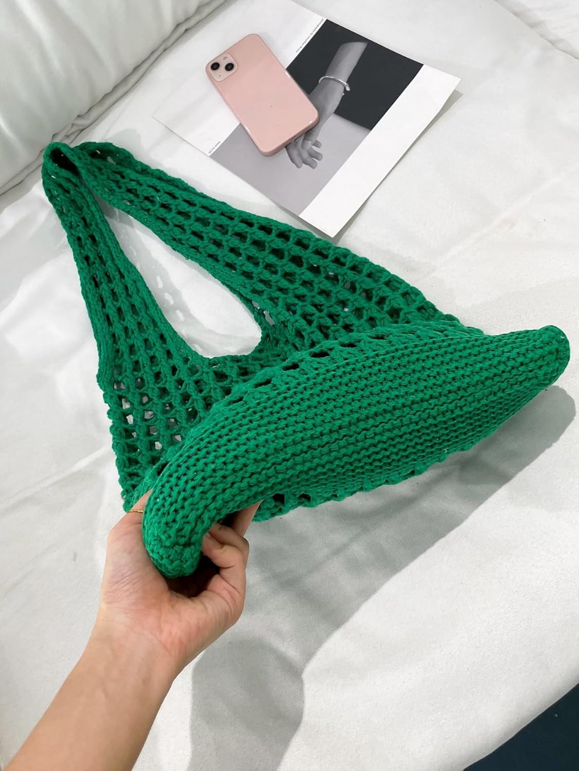 Women's Hollow Out Knit Tote Handbags Crochet Shoulder Bag