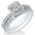 thumbnail image 2 of Pompeii 1 1/4ct Princess Cut Vintage Pave Halo Diamond Engagement Ring 14K White Gold, 2 of 4