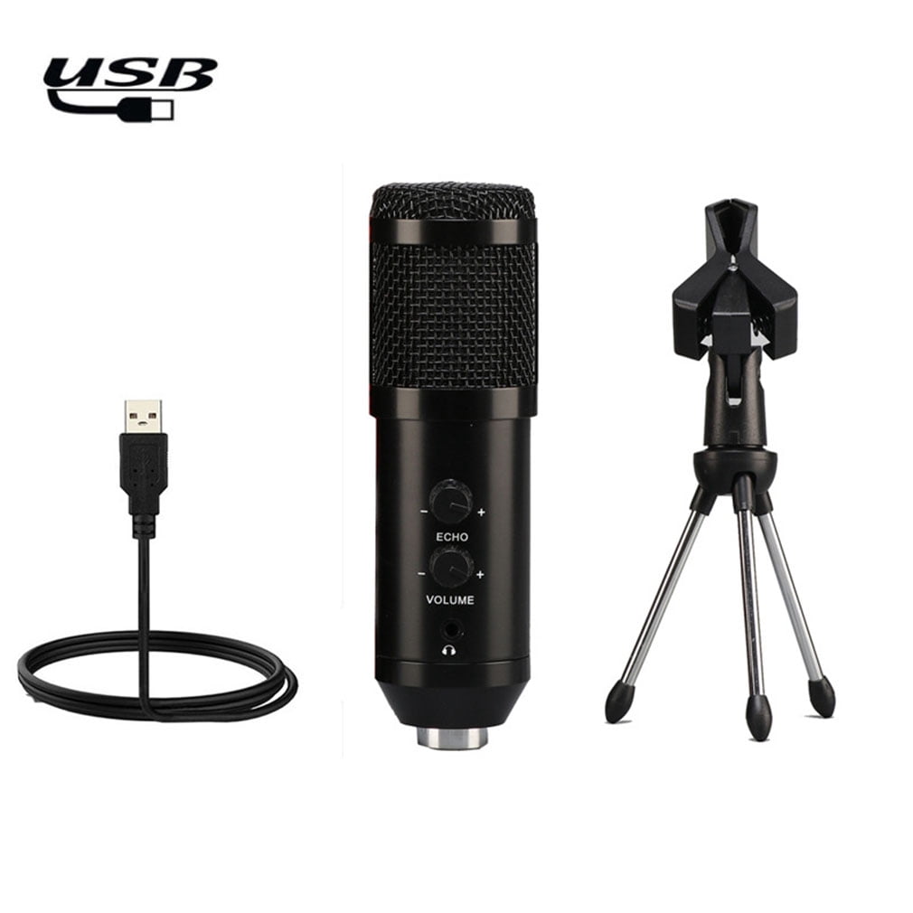 Microphone USB Plug and Play Portable Audio Condenser Recording Desk Mic Adjustable Gain,USB Computer Microphone, Tripod Stand