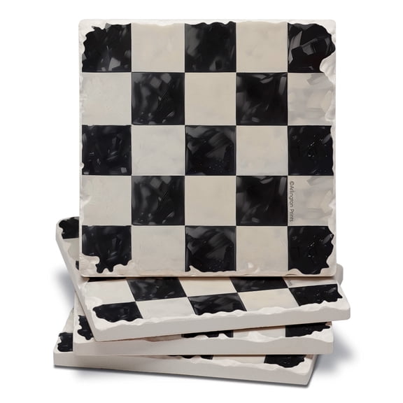 Thirstystone Arlington Check 4-Pack Tumbled Tile Coasters