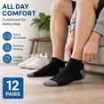 thumbnail image 3 of Black Ankle Socks 12 Pairs Mens Cushioned Low Cut Socks with Soft Breathable Cotton Blend Moisture Wicking Athletic Socks for Everyday Wear, 3 of 3
