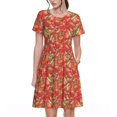 thumbnail image 1 of Bixox Robe d'Été à Manches Courtes pour Femmes Robe Ample Longueur Genou avec Poches-Fraise, 1 of 7