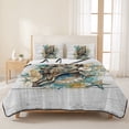 thumbnail image 3 of Twin XL Quilt Set 68''x98'', Nautical Coastal Lightweight Bedspread Coverlet with 2 Pillow Shams, Summer Sea Starfish Conch Vintage Wooden Gray Breathable All Season Quilt Bedding for Dorm/Guest Room, 3 of 9