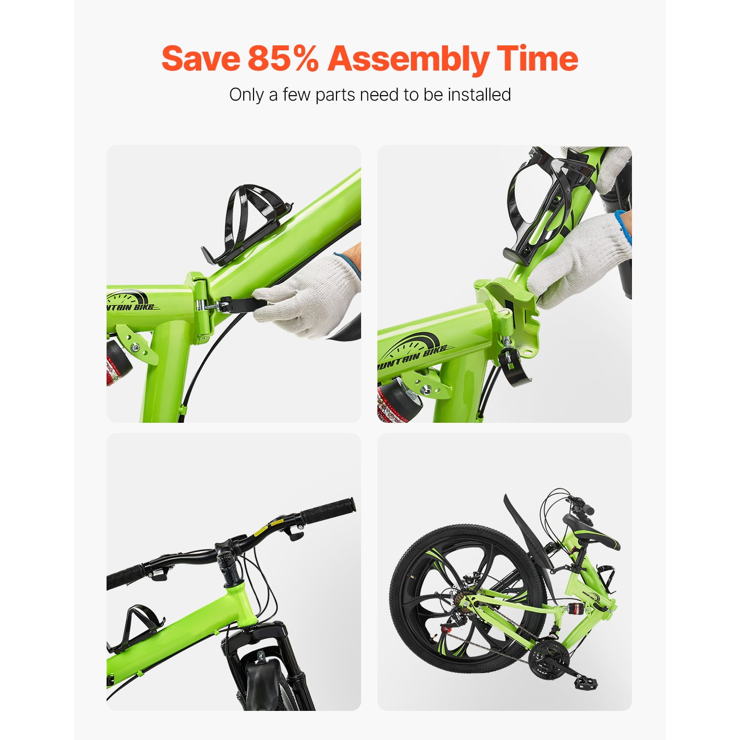 KFFKFF 26-inch Collapsible Mountain Cycle, MTB Bike featuring Comprehensive Shock Absorption, 21-gear Transmission, Cushioned Seat, Disk Braking System, Robust Carbon Steel Body