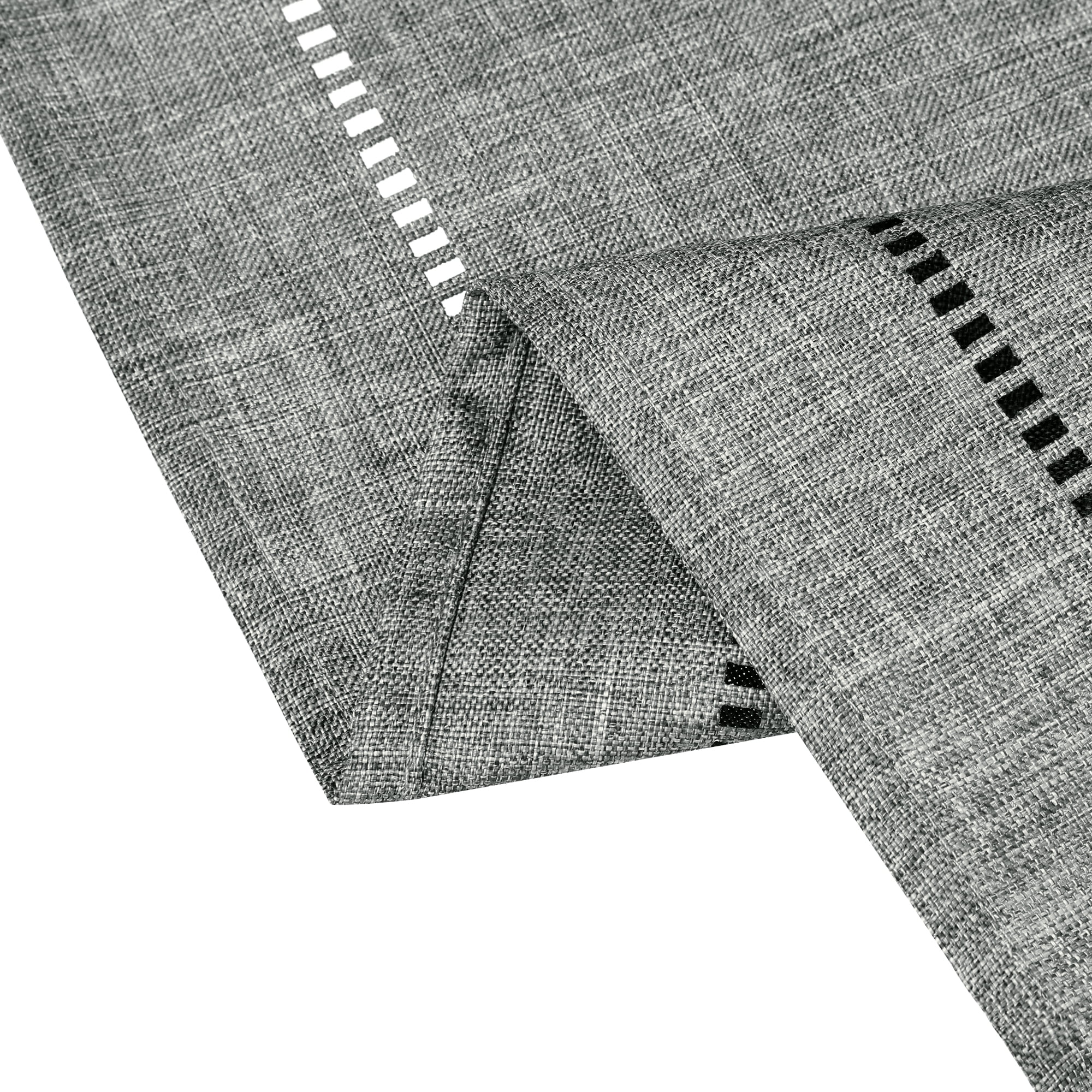 Unique Bargains Solid Color Table Runner Eyelet Hollow Out Table Flags Dark Grey 12"x71"