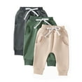 thumbnail image 2 of Musuos Toddler Baby Boys Sweatpants Pack of 3 Solid Color Elastic Waist Bottom Pants 6 12 18 24M 3T Casual Trousers for Newborn Infant, 2 of 8