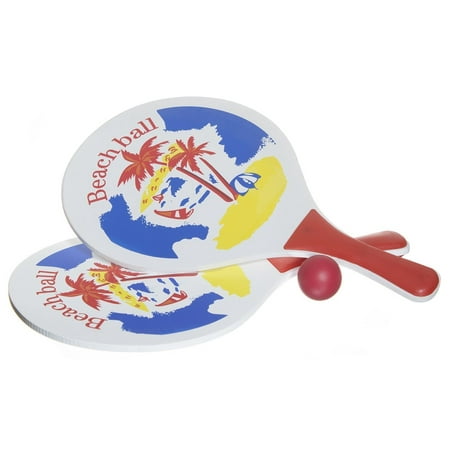 Paddle Set - Wealers Beach Design Paddle Set, 2 Paddles, 1 Ball.