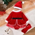 thumbnail image 4 of Xyant Baby Girl Christmas Outfits Velvet Long Sleeve Santa Romper Mesh Tutu Dress + Hat + Socks My First Christmas Baby Girl Outfit,Size 0-3 Months, 4 of 7