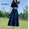thumbnail image 2 of Stretch Denim Wide Flared Maxi Skirt with Belt Loops, 2 of 6