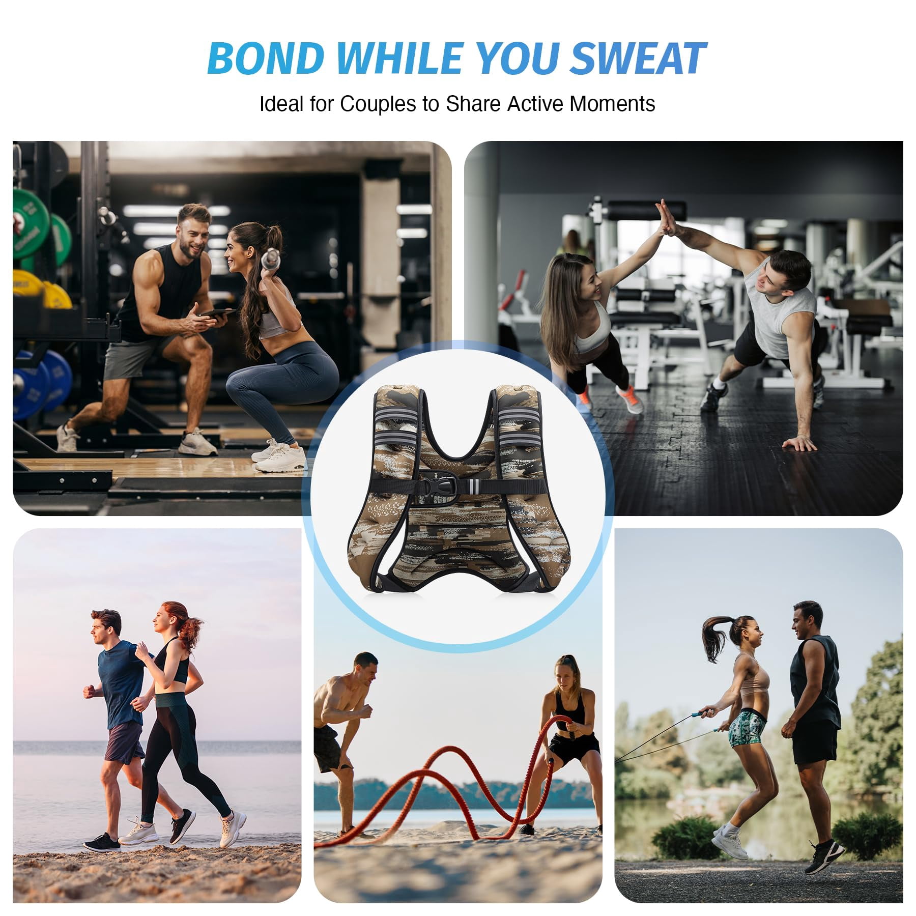 Weighted Vest 6-30lb with Reflective Stripe for Workout Running Fitness Strength Training
