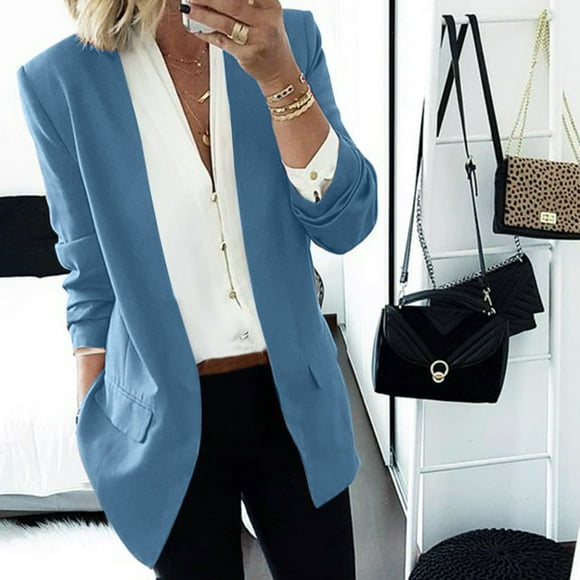 EGNMCR Womens Blazer Jackets, Long Sleeve Lapel Open Front Pockets, Casual Work Office Blazers, Button Jacket Suit Women Lapel Cape Cloak Long Coat Blazers Ladies Casual Office Suit Outwear Women Coat