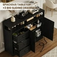 thumbnail image 3 of EastVita 47" Modern Farmhouse Sideboard Buffet Cabinet, Wood Buffet Storage Cabinet with 3 Drawers & Open Shelf, Large Coffee Bar with Built-in Power Outlet, 3 of 8