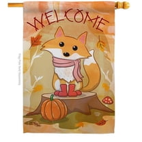 Ornament Collection H191108-BO 28 x 40 in. Welcome Fall Foxy House Flag with Harvest & Autumn Double-Sided Decorative Vertical Flags Decoration Banner Garden Yard Gift