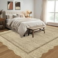 thumbnail image 3 of Scalloped Edge Area Rug – Non-Slip, Machine Washable Low Pile Indoor Carpet, Modern Farmhouse Floor Mat for Living Room, Bedroom, Nursery, Dining Room, Office, 3 of 10