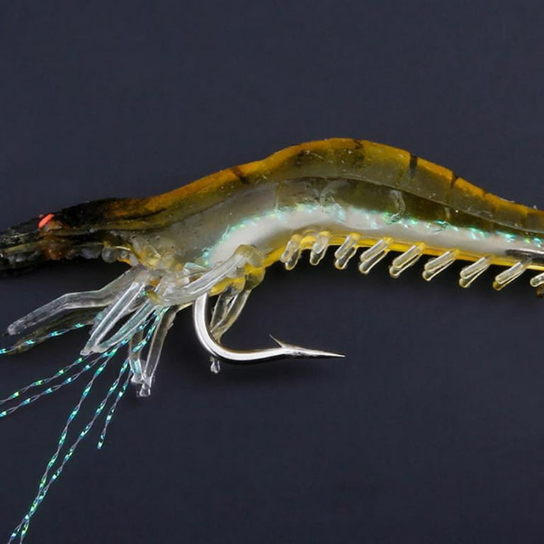 3x Prawn Shrimp Fishing Simulation Soft Lure Hook Bait Salt Sea