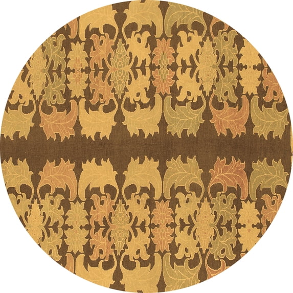 Ahgly Company Indoor Round Abstract Brown Modern Area Rugs, 3' Round