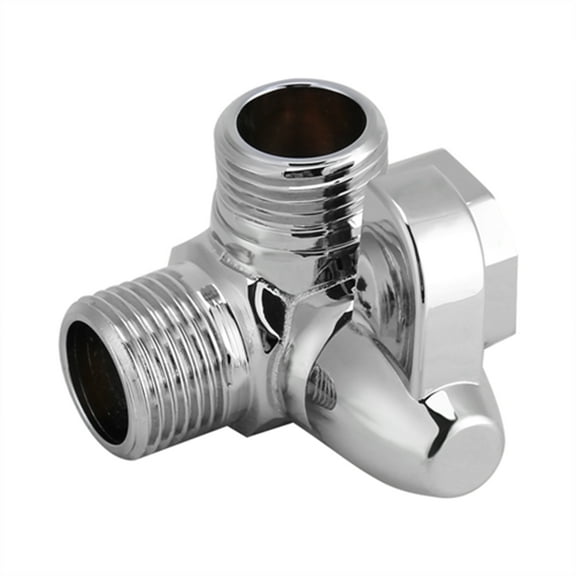 Three Way Brass Chrome Plated Diverter G1/2" T Adapter Valve, Hand Shower Hose Three Way Diverter for Mounting Shower Arm