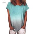 thumbnail image 1 of T-Shirt Femme Manches Courtes Col Rond Dégradé Décontracté Été, Vert Clair, 4TG, 1 of 6