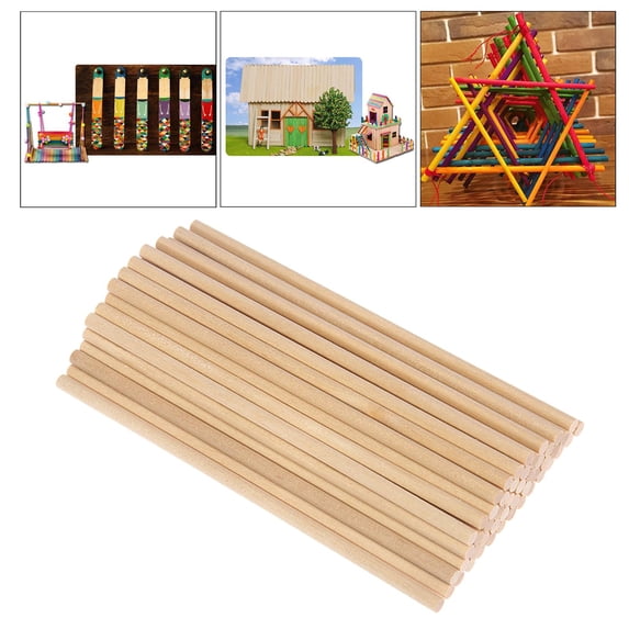 100Pcs Unpainted Wooden Dowel Rods Sticks- Hardwood Dowels - Craft Dowels for Woodworking - for Model Building Games Kids Crafts Home Decor - 15cm