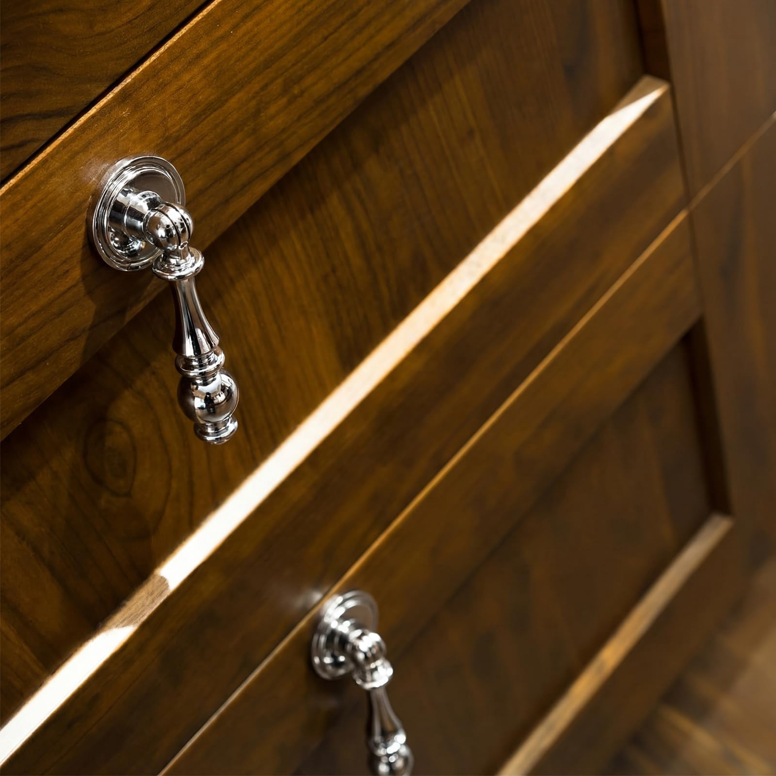 6 Pack Solid Brass Drop Cabinet Pulls 2.5 Inch, Brushed Gold Cabinet Knobs for Dresser and Drawers, Decorative Vintage Brass Cupboard Knob Durable Pendant Knobs for Kitchen Cabinets Wardrobe