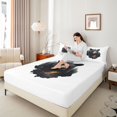 thumbnail image 3 of Castle Fairy Wildlife Bear Queen Sheets 4 Pieces,Jungle Animal Queen Sheet Sets,Black Gold Cream,1 Fitted Sheet, 1 Flat Sheet and 2 Pillowcases, 3 of 6