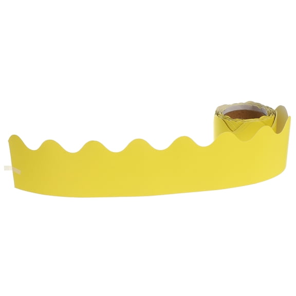 Yellow Coated Paper Border Decor with Scalloped Edges for Classroom and Home Decor 1 Roll