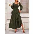 thumbnail image 3 of Vestido PRETTYGARDEN 2025 Maxi con Mangas Largas y Fruncido Verde Militar Talla L, 3 of 8