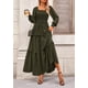 thumbnail image 3 of Vestido PRETTYGARDEN 2025 Maxi con Mangas Largas y Fruncido Verde Militar Talla L, 3 of 8