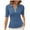 Blue, variant on ZyeKqe Womens Top Half Sleeve V Neck Zipper Collared Work Shirts Slim Fitted Dressy Casual Blouses